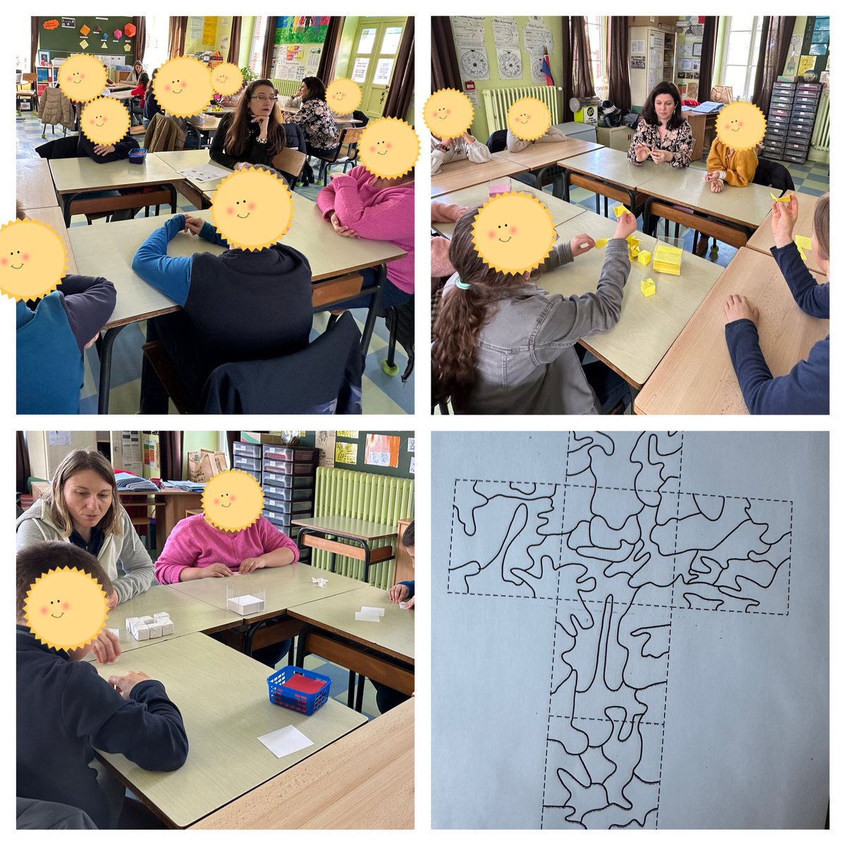 ecole_millay's tweet image. #semainedeslangues #SDM2024 Très grand plaisir à accueillir les professeures de mathématiques et d’anglais du collège venues contribuer au défi éponge de Menger. Nous avons écrit la notice de fabrication du cube en anglais. Elles ont laissé un défi: cube à colorier en 4 couleurs