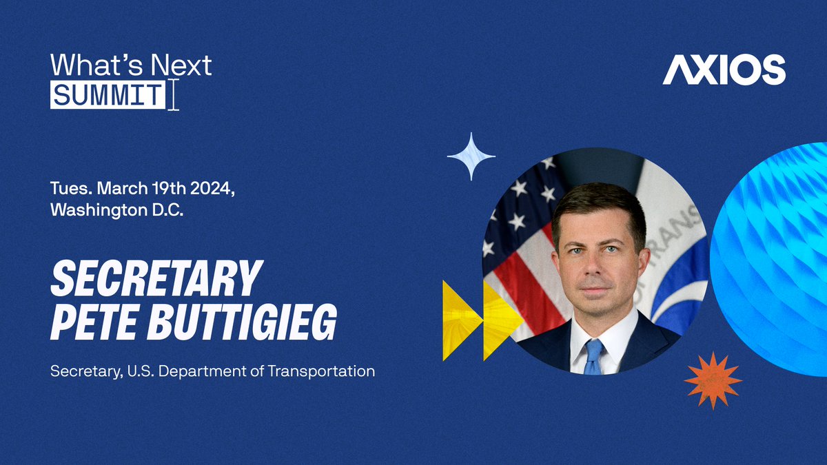 Catch @USDOT @SecretaryPete in conversation with Axios’ @MikeAllen at the #AxiosWNS.

Watch LIVE tomorrow: axios.com/whats-next-sum…