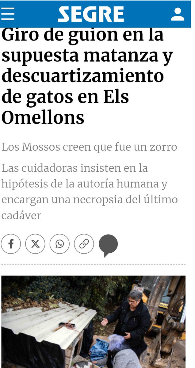 Entidades animalistas de la zona sospechaban que alguien  en Els Omellons #Lleida, estaba matando a los gatos comunitarios y denunciaron los hechos al ayuntamiento de <a href="/omellons/">Ajuntament Omellons</a> y a <a href="/mossos/">Mossos</a> que atribuyeron al ataque de un zorro.
Se espera que el alcalde <a href="/jgaya80/">Jordi Gaya</a> condene los hechos
