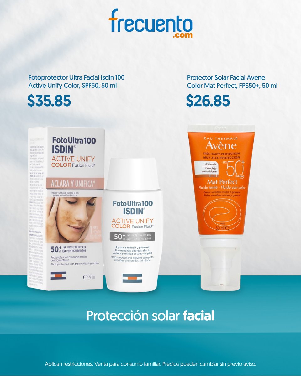 frecuento's tweet photo. ¡Protégete del sol con un buen bloqueador! ☀️😎 Explora nuestra variedad de bloqueadores solares al mejor precio. 🔥 Pide online y te lo llevamos a tu puerta. Compra aquí https://t.co/6QSpC5kXPz https://t.co/WURPg6eflA