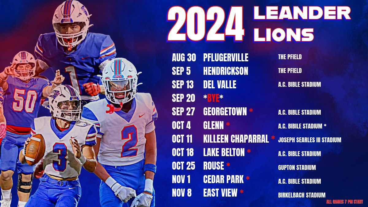 Clock is tick tick ticking to the 2024 season!! Mark your calendars <a href="/lionsfootballbc/">LHS Football Booster</a> <a href="/LHS_principal20/">Leander HS Principal</a> <a href="/LeanderHS/">Leander High School</a>