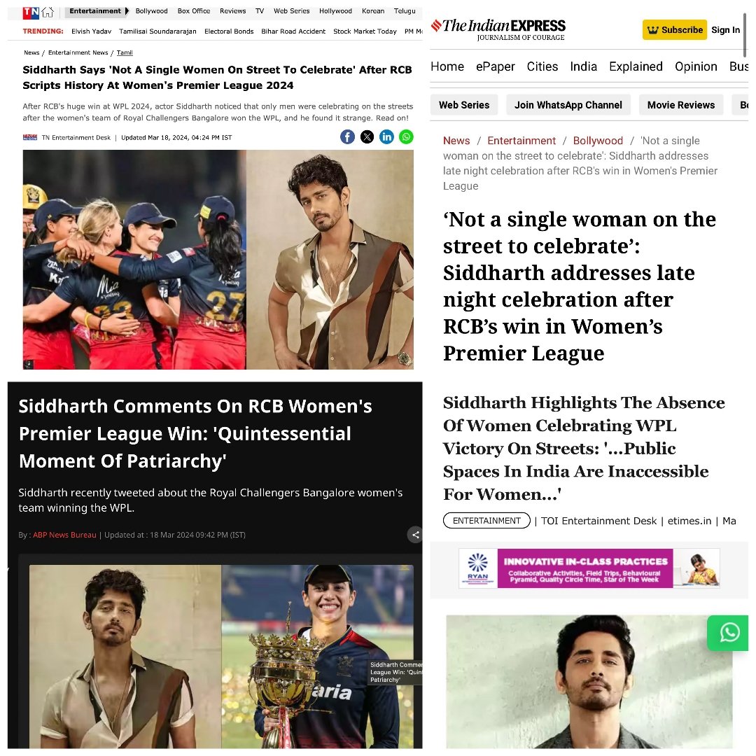Pathetic State of mainstream media
- lack of journalistic integrity
- biased reporting
- prioritize sensational headlines

Time of India, Times Now, The Indian Express And ABP News Bureau thinks @DearthOfSid is #ActorSiddharth