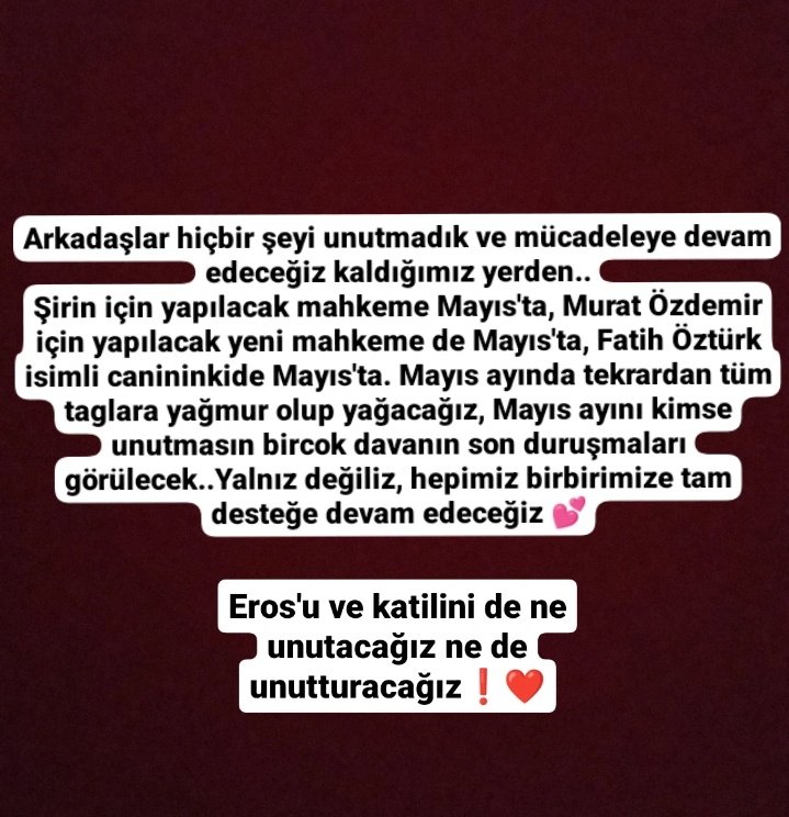 Size söz unutturmayacağız 💕
#ibrahimkeloğlantutuklansın 
#fatihöztürktutuklansın 
#şirineiçinadalet
#muratözdemirtutuklansın
#SONDAKİKA
Diğer katilleride tabiki, ara ara hepsini dile getirmeye devam edeceğiz size söz ..