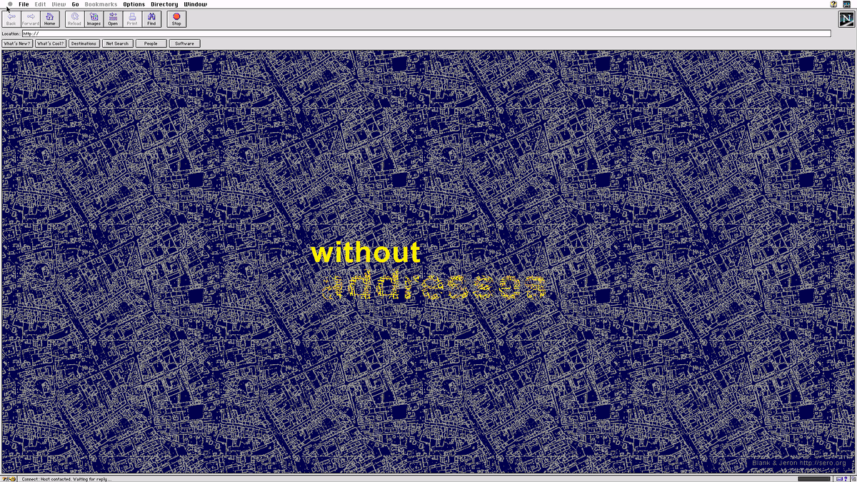 NetzkunstBerlin's tweet image. The next big thing we're working on is the reconstruction of the #netart project "without addresses" by @Joachim_Blank &amp;amp; @khjeron from 1997.

Supported by digis-berlin.de · #digiS, Förderprogramm zur Digitalisierung von Kulturgut des Landes Berlin

blankjeron.com/sero/without_a…