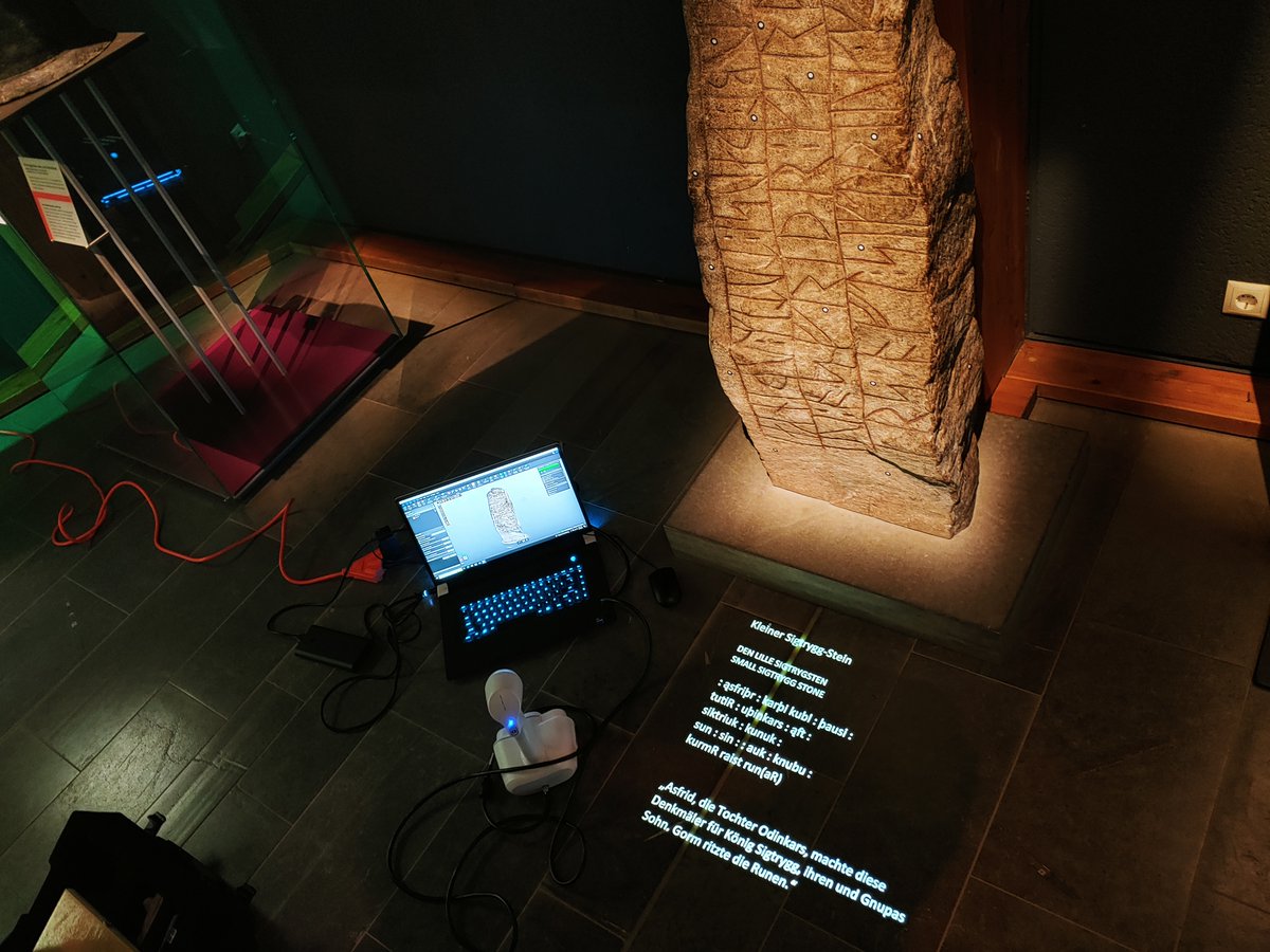 Uploaded our first 3D scan of the Sigtrygg Runestone DR4 from field research at the Viking Museum Haithabu to Sketchfab. Looking forward to see what @meDHieval and his @CarletonCollege students accomplish this week! skfb.ly/oS8n7 #DigitalHumanities #MedievalTwitter