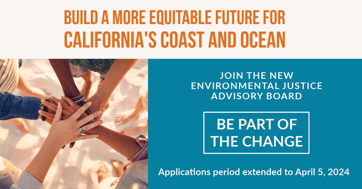 We extended the Environmental Justice Advisory Board application deadline! Community leaders representing EJ and tribal communities throughout CA’s North Coast & Central Coast regions, or those with statewide perspectives are invited to apply by 4/5 🔗 bit.ly/EJAB-CA2