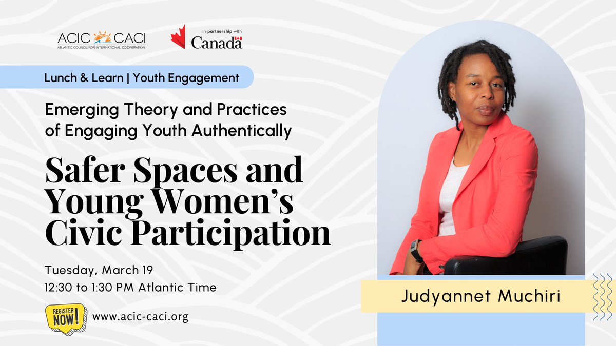 Join us for tomorrow's Lunch & Learn session where @judyannet1 shares insights from her doctoral research. Explore what contributes to authentic and safe participation and engagement of youth, especially young women and young leaders. Learn more: acic-caci.org/programs/emerg…