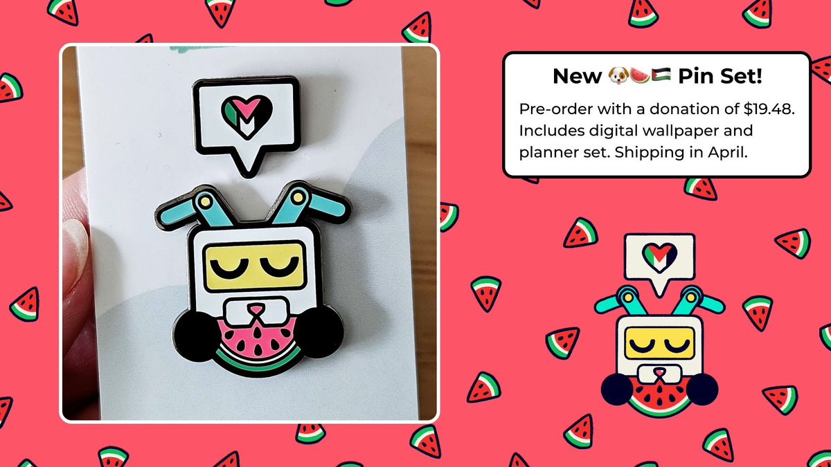 We've added a new set of pins to our fundraiser for Palestinian aid. You can donate and pre-order on our pop-up shop: workwithindies.com/shop/watermelo… And if you're at GDC, come and find us and we'll give it to you early.