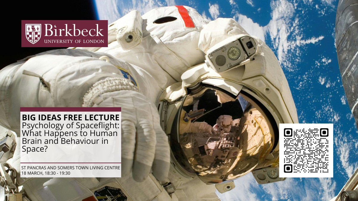Are you free tonight? 🚀 See you later to talk about the psychology of spaceflight: what happens to the human brain and behaviour in space! Sign up for FREE: ow.ly/bSIL50QQ795 @BirkbeckUoL @BirkbeckScience @bbkpsychology