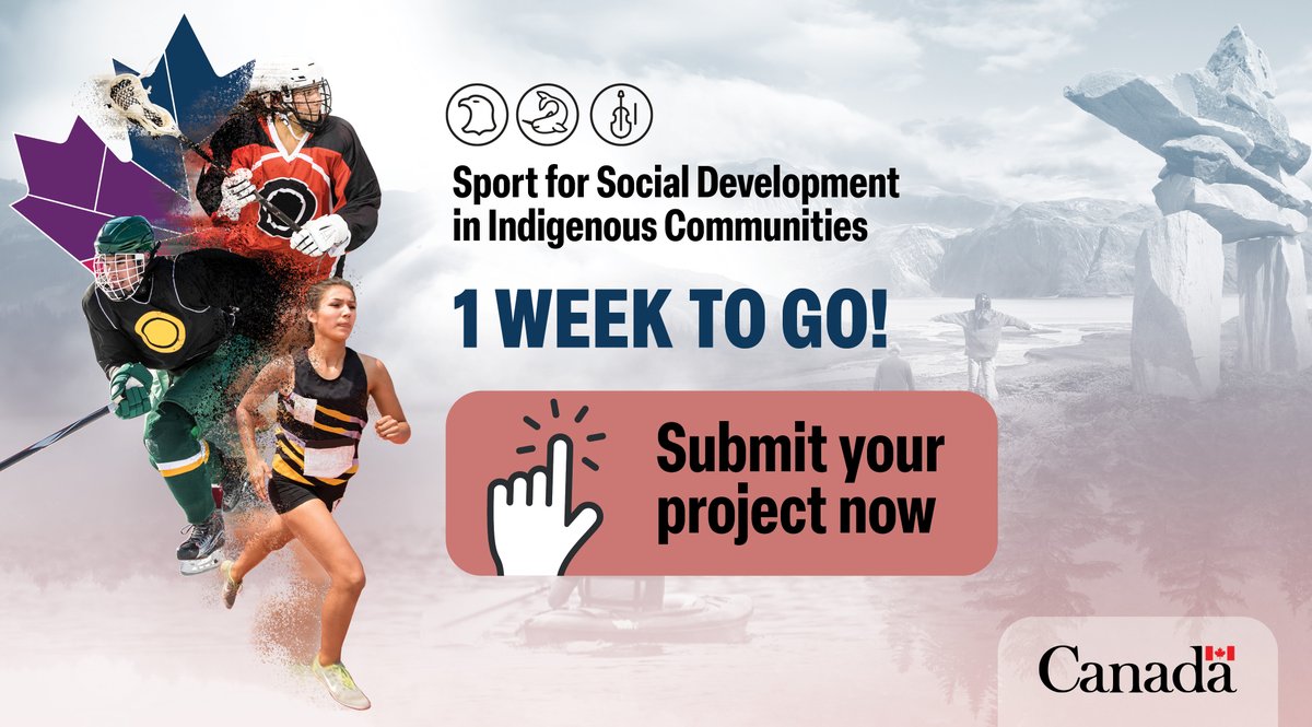 ⌛SSDIC / STREAM 3 – Submit your Sport for Social Development in Indigenous Communities project now! Funding is available for Indigenous women, girls and 2SLGBTQI+ peoples to access meaningful sport activities: canada.ca/en/canadian-he…