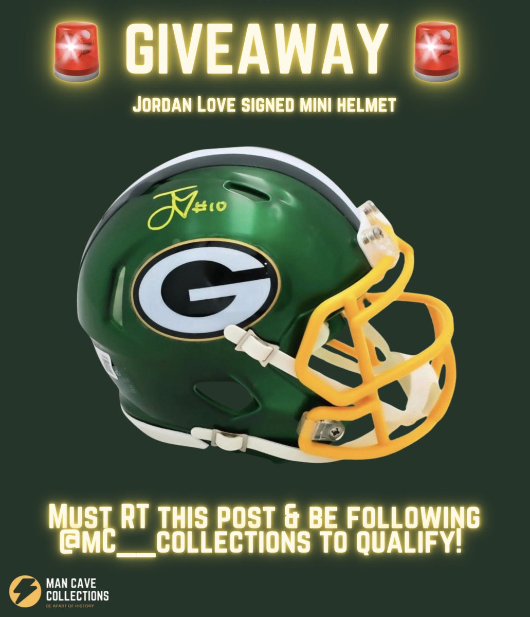 Man Cave Collections (@mc__collections) on Twitter photo 🚨 GIVEAWAY 🚨
We are giving away this Jordan Love signed mini helmet to 1 lucky Packer fan who:
• RT’s this tweet
• Follows <a href="/MC__Collections/">Man Cave Collections</a>
#GoPackGo 🚨 GIVEAWAY 🚨
We are giving away this Jordan Love signed mini helmet to 1 lucky Packer fan who:
• RT’s this tweet
• Follows <a href="/MC__Collections/">Man Cave Collections</a>
#GoPackGo