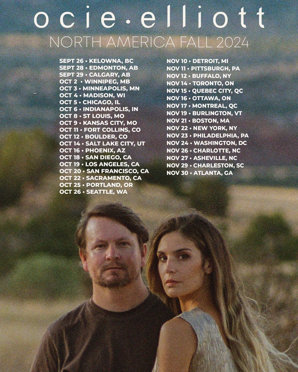 new US/Canada tour dates announced! 
tickets on sale Friday at 10AM
ocieelliott.com/tour-dates