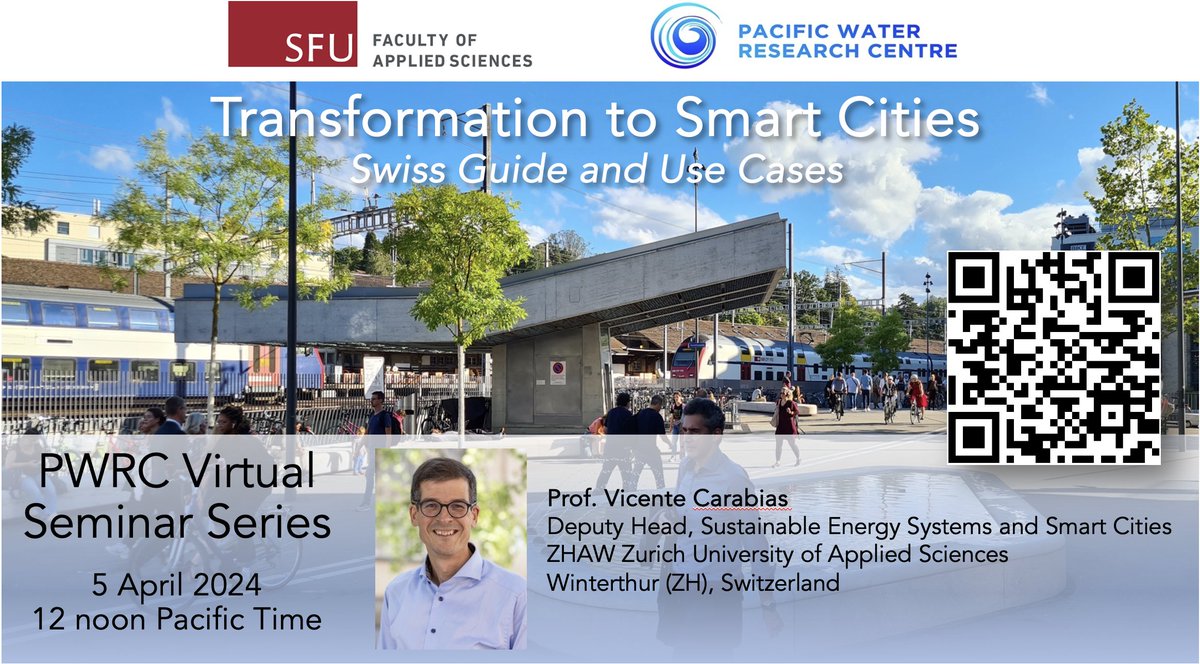 SFU_Water's tweet photo. Exciting Virtual Seminar: Transformation to Smart Cities
12 noon PDT, 5 Apr

@VicenteCarabias talks about 3-phased transformation to a "Smart Sustainable City." Pilot projects turn into  a holistic strategy, leading to a long-term success. 
Register: https://t.co/BD4UCBqM5p https://t.co/Gwu10jbMVJ