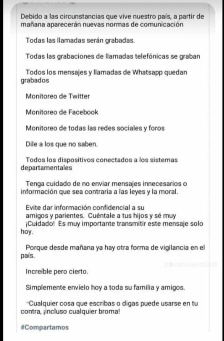 El #DGCIM y #G2 y la intimidación psicológica.🥱🙄

Nada nuevo para un cubano, pero para quién no entienda, estas son las amenzas que hacen llegar los aparatos represivos a la población, para que se abstengan de comunicar lo que sucede dentro de la isla de #Cuba.