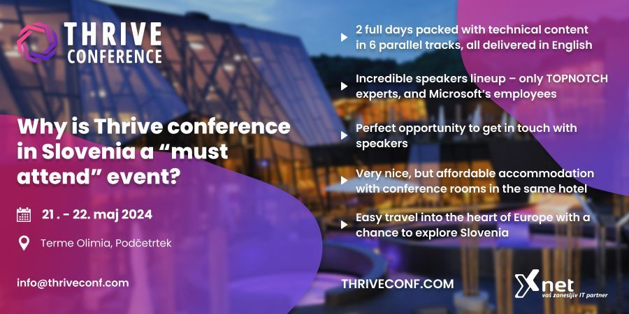 SPDoctor's tweet image. ๐ Join us for a spectacular conference featuring an outstanding lineup of top-notch experts and Microsoft insiders! Dive deep into 2 full days of rich technical content across 6 parallel tracks, all in English.๐ก#ThriveITconf #Microsoft #MicrosoftExperts #Slovenia
#TermeOlimia