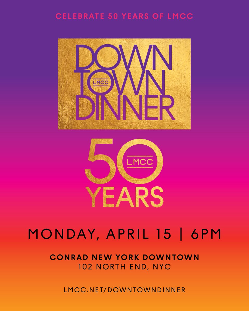 🎉 Join us for LMCC's 50th Anniversary Downtown Dinner on April 15, 2024 at Conrad New York Downtown! 🥂 We'll honor Bill T. Jones, Miguel Gutierrez, and Baseera Khan for their outstanding contributions to the arts. More announcements to come! Learn more: lmcc.net/downtowndinner