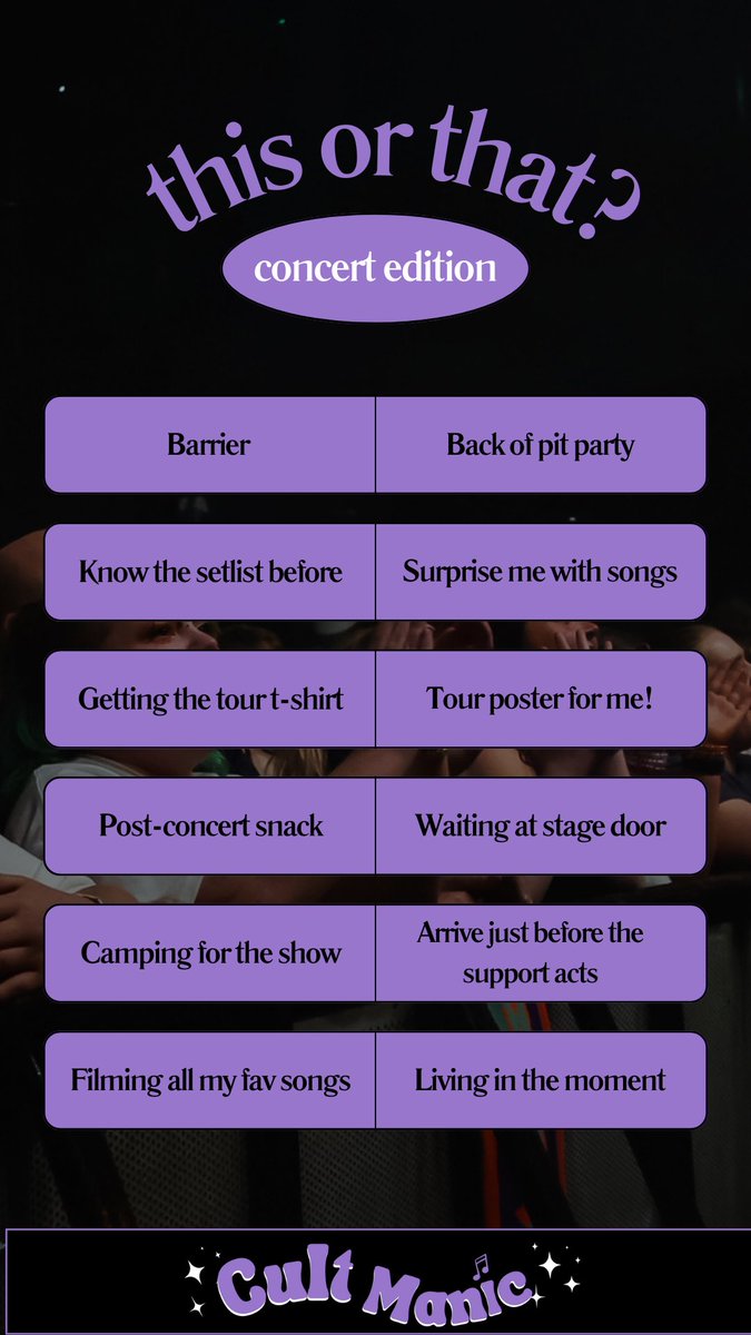 CultManicMag's tweet photo. Some fun to start the week! What’s your answers? 

#thisorthat #newmusic #musicfans #musicfun https://t.co/qrVgVWtRqw