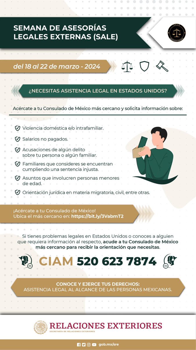 ConsulmexNB's tweet photo. 📢 ¡Atención comunidad 🇲🇽! Durante la semana del 18 al 22 de marzo, la red consular en 🇺🇸llevará a cabo la Semana de Asesorías Legales Externas #SALE2024. Consulta nuestras redes para conocer días y horarios de nuestros eventos. ¡Te esperamos! #ProtecciónPreventiva https://t.co/53PyvoVHo8