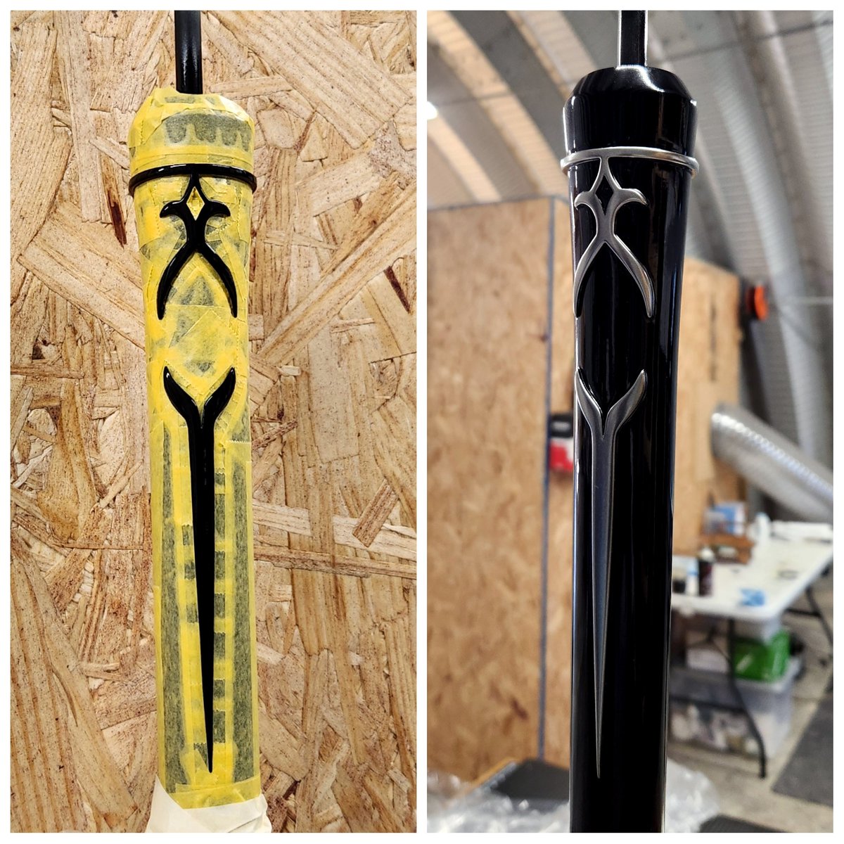 ~Detail paint~ Masking and taping can take time and be a little monotonous, however with patience and when done right, the results speak for themselves. Cane for the Weltist Model by @jennyuna_ #honkaistarrail #honkai #mihoyo #hoyoverse #propmaker #prop #satisfying #clean