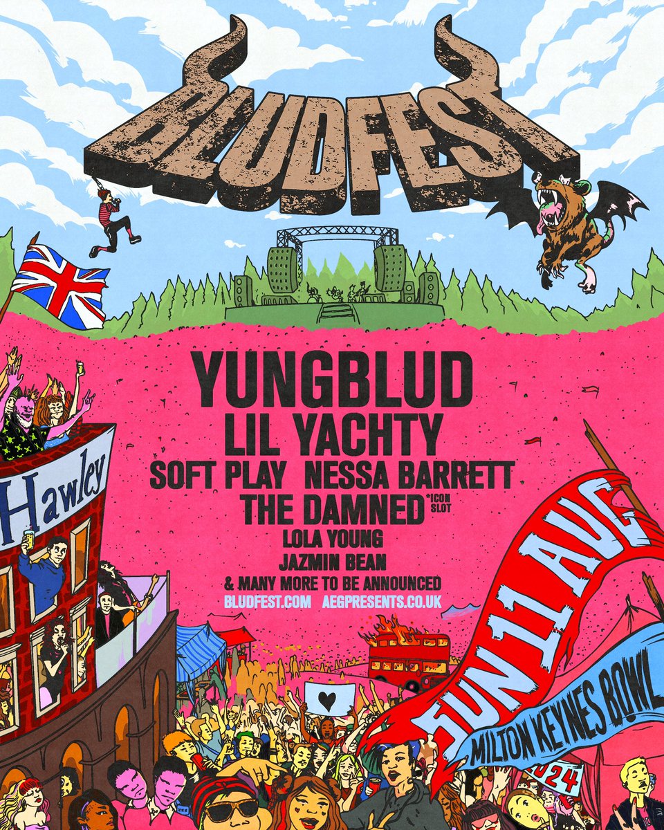 BLUDFEST. 11th of AUGUST. Milton Keynes bowl.  7+ artists. £49.50. 🖤🇬🇧🖤
PRE-SALE THURSDAY 10am (🇬🇧) 
GENERAL ONSALE FRIDAY 10am (🇬🇧) sign up to link in bio to obtain pre-sale codes. 
bludfest.com 

5 years ago we imagined a world of our own. In @blud_fest we are…