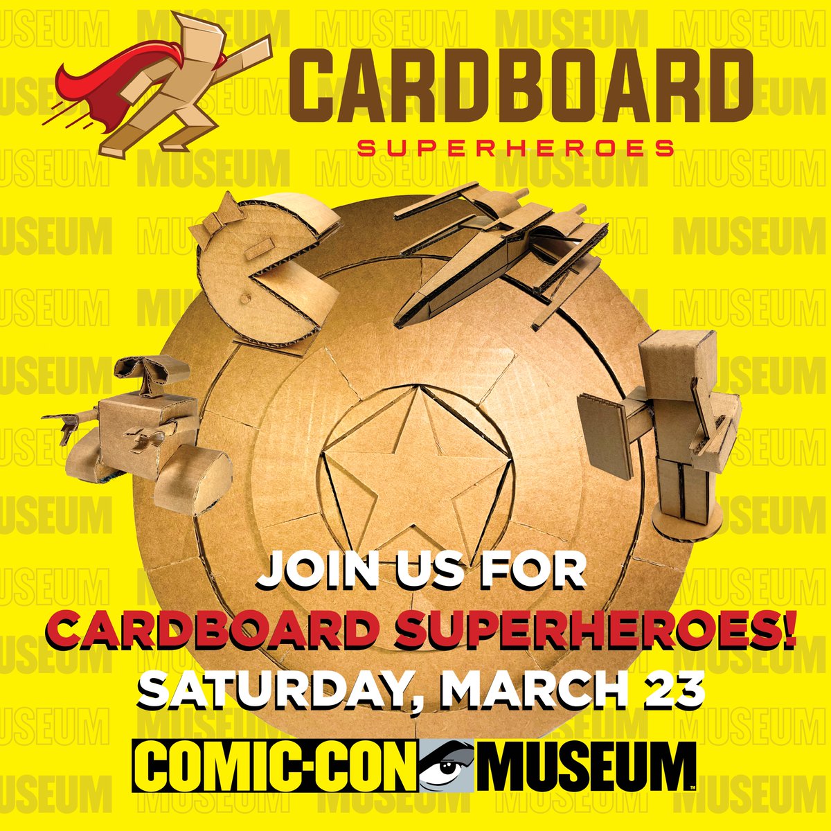 Comic-Con Museum (@comicconmuseum) on Twitter photo It’s time to unleash your inner superhero! 🦸 Join us at the Museum on Saturday, March 23, with <a href="/CardboardSuperH/">Cardboard Superheroes</a> to build some of your favorite characters out of recycled cardboard.
Workshops are free with museum admission. Reserve your tickets at comic-conmuseum.org. It’s time to unleash your inner superhero! 🦸 Join us at the Museum on Saturday, March 23, with <a href="/CardboardSuperH/">Cardboard Superheroes</a> to build some of your favorite characters out of recycled cardboard.
Workshops are free with museum admission. Reserve your tickets at comic-conmuseum.org.