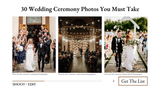 Here are 30 wedding ceremony moments that you can’t forget to capture!

👉 shootdotedit.com/blogs/news/30-…

#WeddingCeremony #WeddingCeremonyMoments #WeddingCeremonyPhotography #WeddingPhotography #WeddingPhotographyTips #WeddingPhotoIdeas #ShootDotEdit