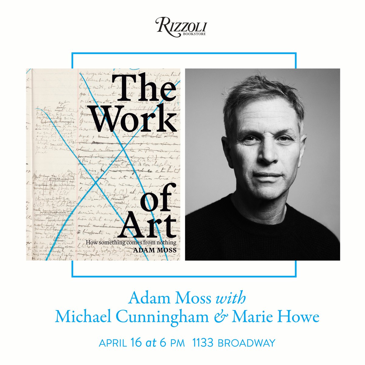 penguinpress's tweet photo. Two weeks! On April 16th, join former editor of New York magazine Adam Moss in conversation with @HoweMariehowe and Michael Cunningham at @Rizzoli_Bkstore to celebrate the release of his book, The Work of Art. Register: https://t.co/nSlGB6hEYy https://t.co/66Ab6SZdpE