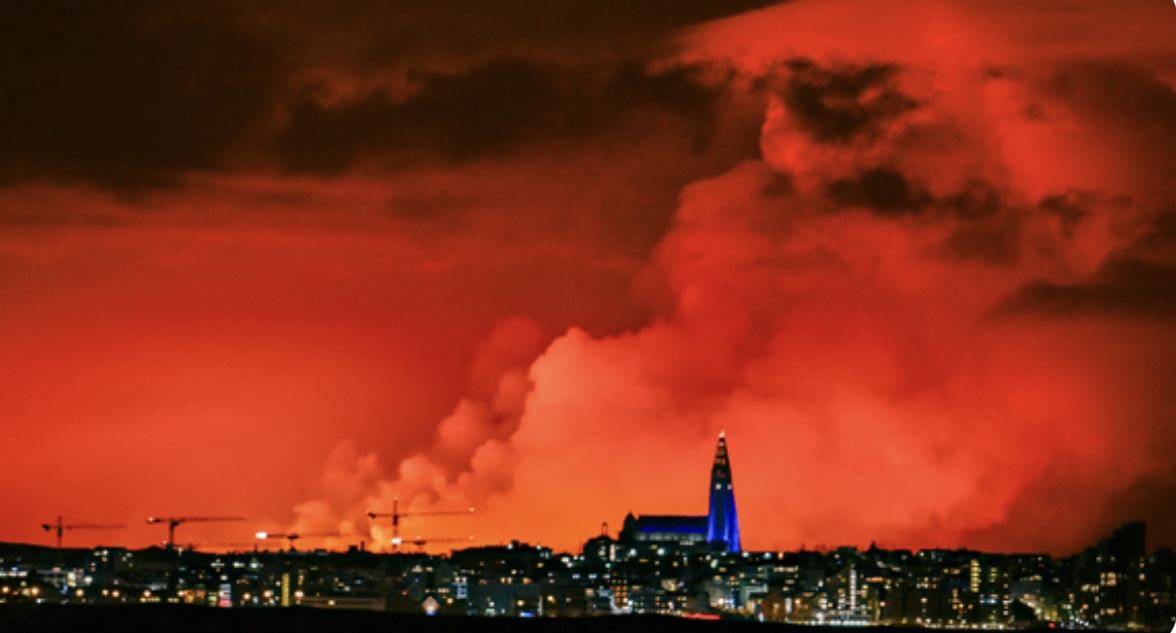 reykjavik skyline this weekend straight out of a disaster movie