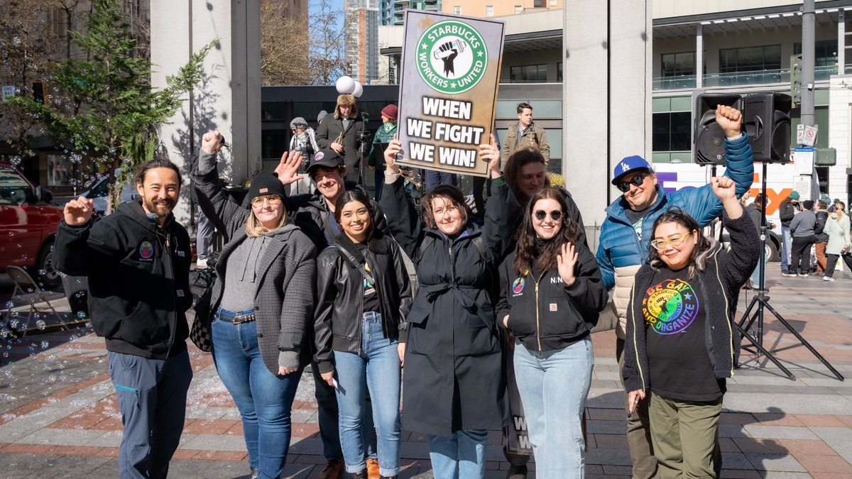 Last week, Starbucks workers and allies threw a party in Seattle to celebrate the recent agreement and ongoing discussions between our union & Starbucks 🥳💖 THANK YOU to every ally who has stood alongside us in solidarity - without you, we wouldn't be where we are today ✊🫶