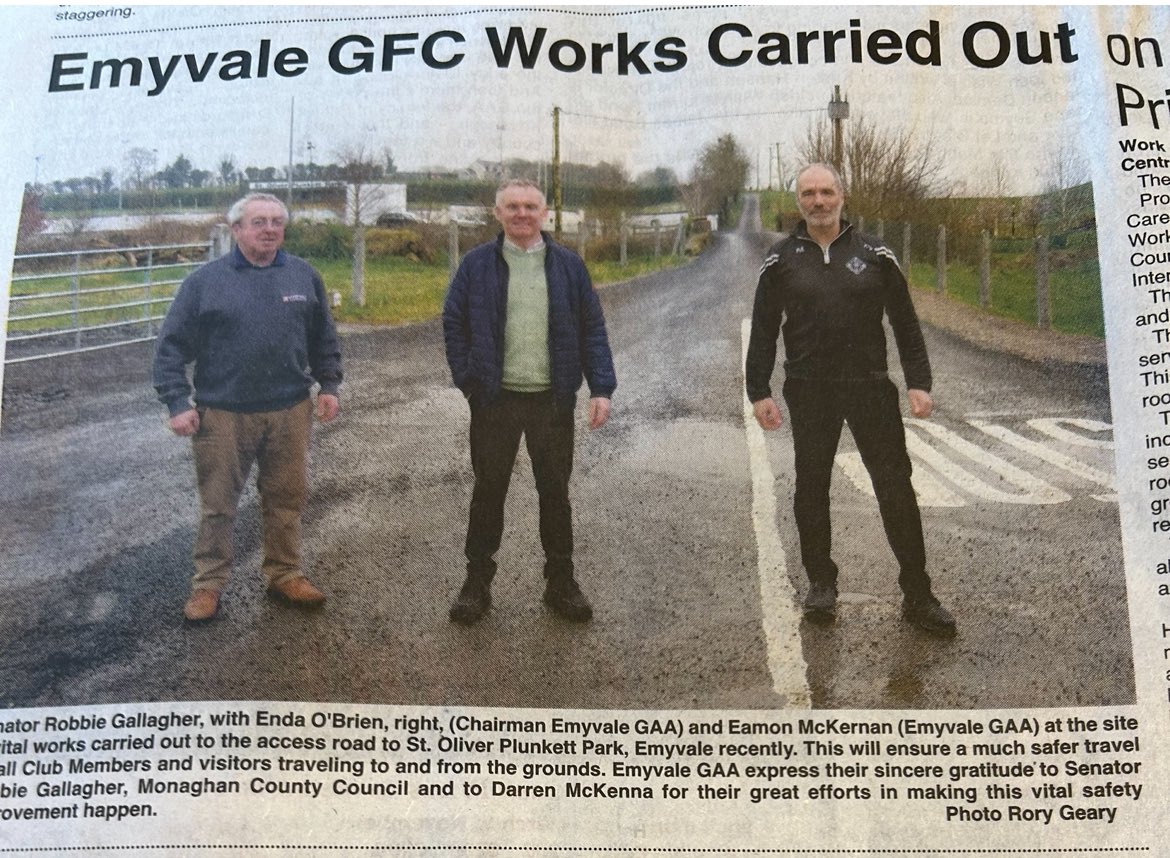 Delighted to help out with the improvement works at the entrance to Emyvale GAA.
