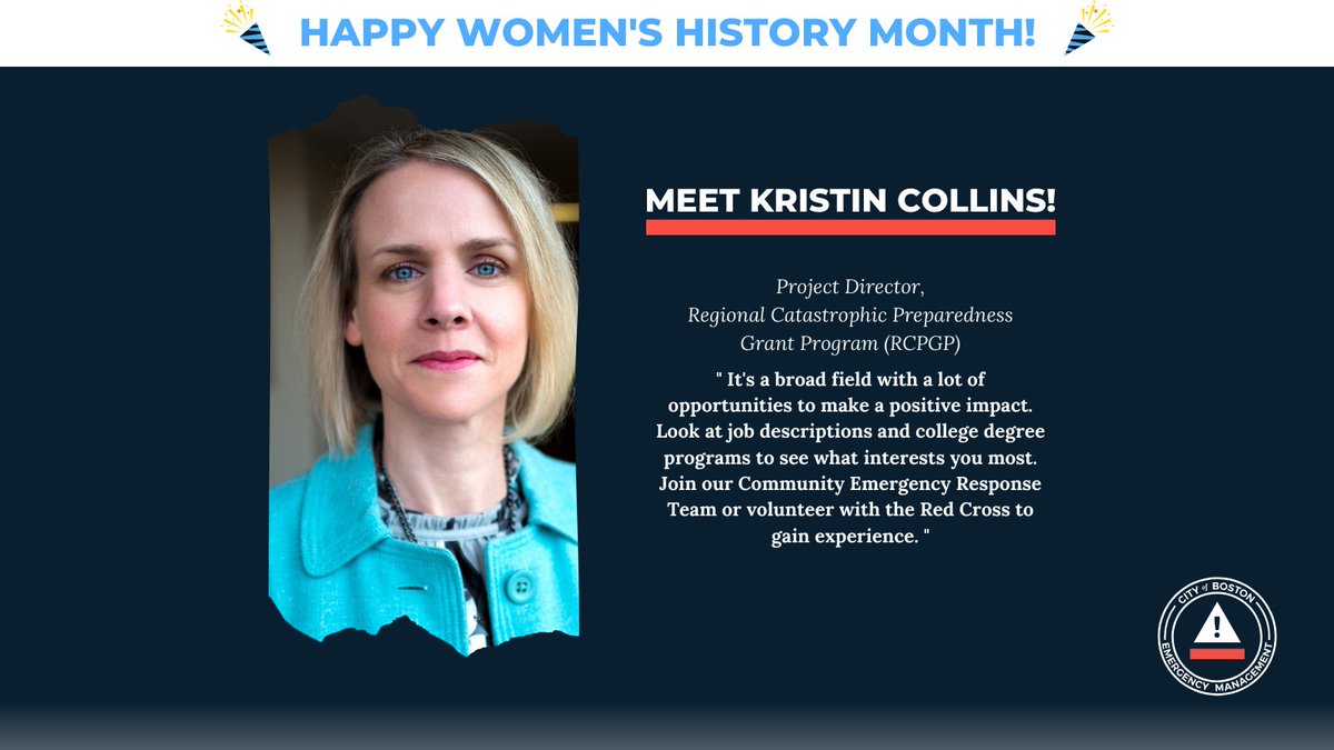 Meet Kristin, who began with our office in 2021! Learn what advice she has for women who are interested in emergency management! #womenhistorymonth2024 #womenemergencymanagers #ReadyBoston