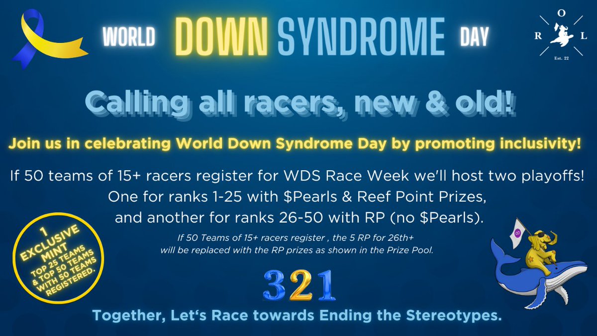 📣 Polygon! Haven't raced? New?

💙💛 Join us for our first ORL Charity Racing Event this week &amp; race with us to #EndTheStereotypes in support of #WorldDownSyndromeDay!

👀 35 teams registered out of our 50 team goal!!

Don't forget to wear your mismatched socks!

#lotsasocks