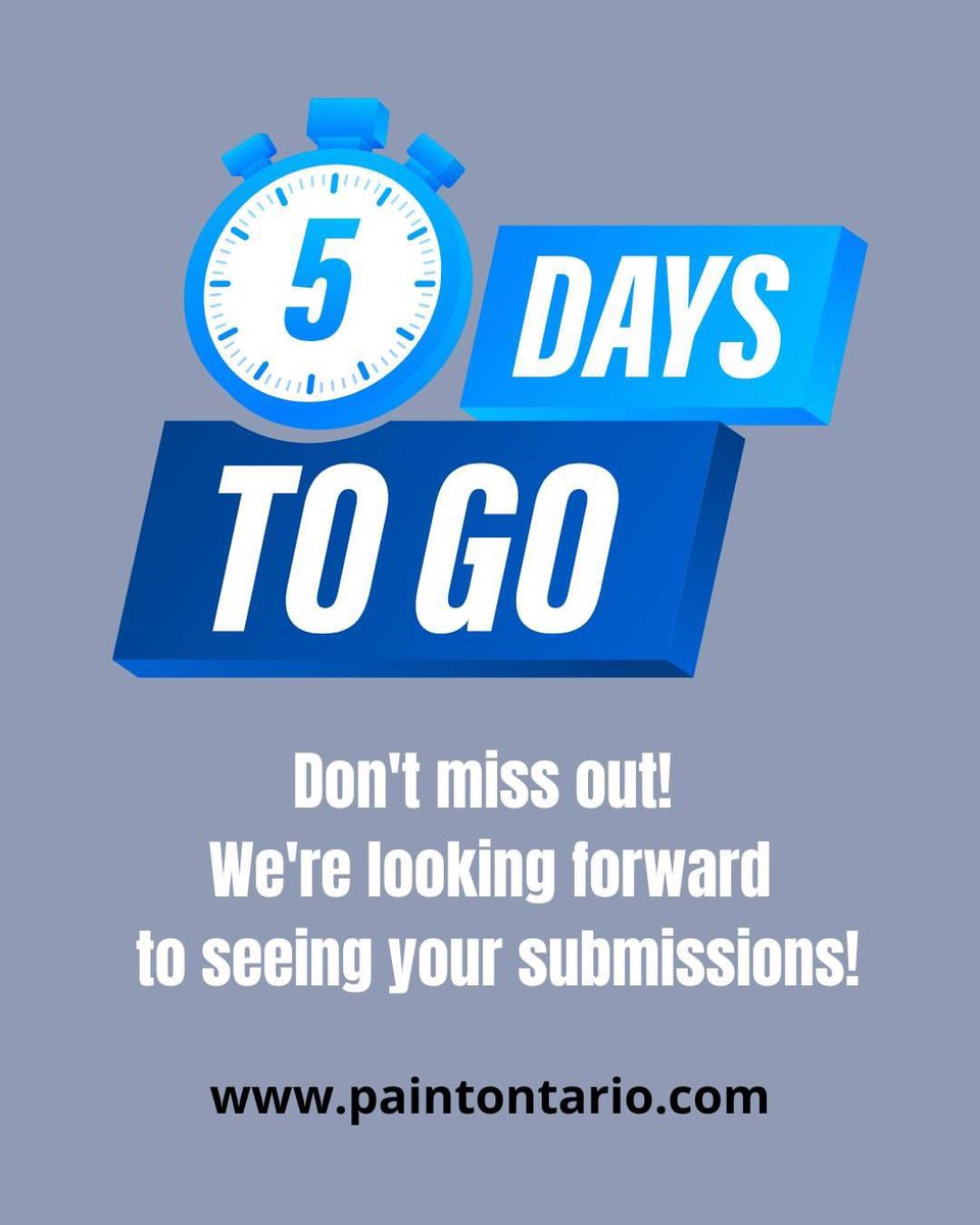 Entry closes at midnight on Friday - don't miss out! Be a part of this show we're offering fabulous awards, including your own show at Summer &amp; Grace Gallery in Burlington! Visit paintontario.com for details and the online entry portal.