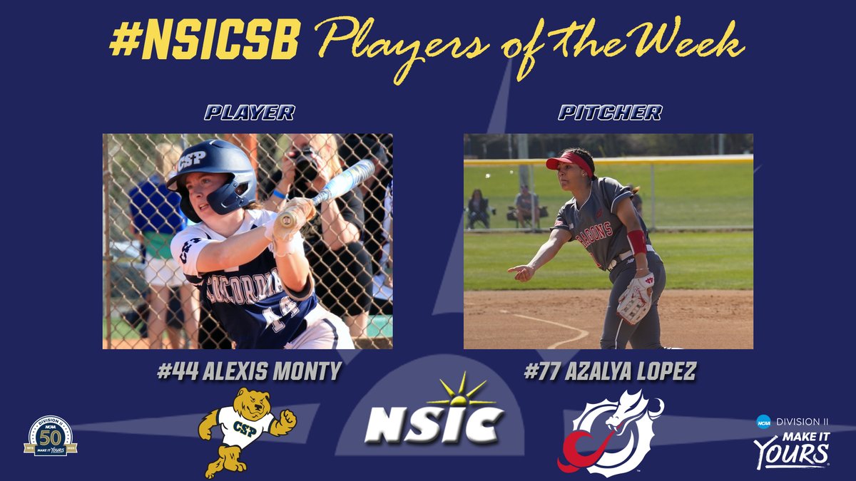 #NSICSB Release No. 7 Player: #44 Alexis Monty - Concordia-St. Paul Pitcher: #77 Azalya Lopez – MSU Moorhead northernsun.org/news/2024/3/18…