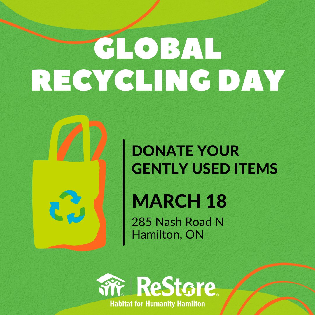 🌍♻️ Happy Global Recycling Day! 🌍♻️ Give your gently used household items a new life! 🛁🛋️ Donate to our ReStore and help build homes for families in need. Together, we can make a difference and promote sustainability. Drop off your donations today! habitathamilton.ca/donate-product/