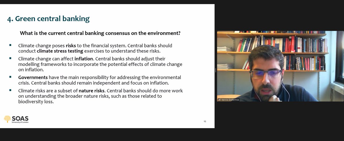 Arimarhol's tweet image. Despite the consensus among central banks regarding the potential impact of climate change on inflation, they continue to rely on conventional instruments such as interest rates to address climate-related shocks. #SOAS #NSSR #SeriesAdvancedPoliticalEconomy