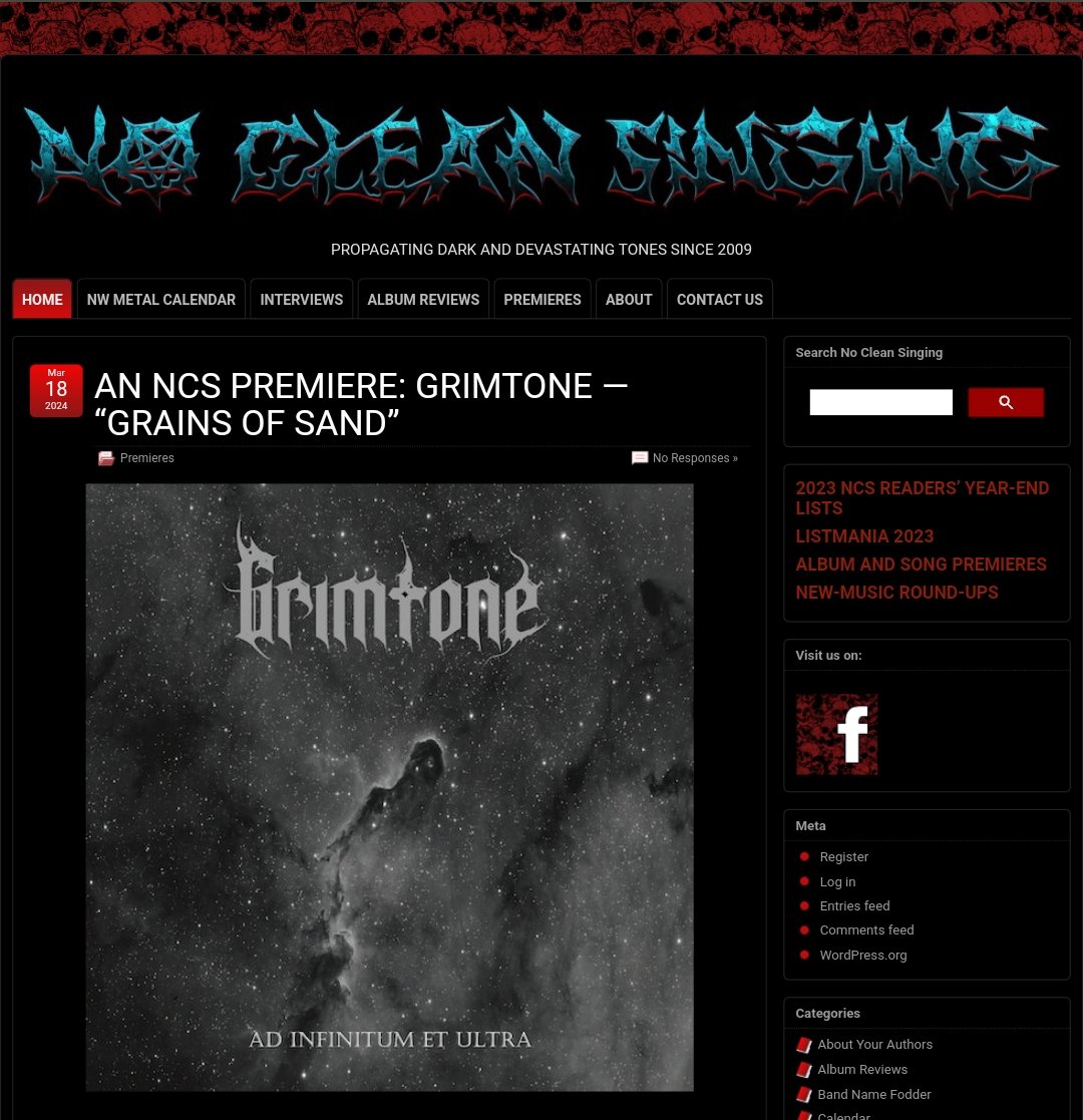 WarProd's tweet photo. Thanks #NoCleanSinging for sharing #Grimtone 1st single "Grains Of Sand" from upcoming album "Ad Infinitum Et Ultra" 

#PreOrder is online, out 23 May 2024

https://t.co/tlxpNYxG71

FFO: old Paradise Lost, old My Dying Bride and Candlemass but with harsh vocals

#WarProductions https://t.co/3ez8lNA1nu