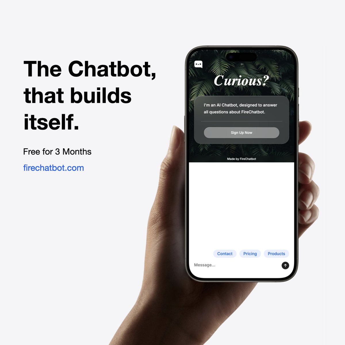 docgpt_io's tweet image. We&apos;re proud to announce FireChatbot, the AI Chatbot, that designs &amp;amp; maintains itself!

Been working on this for the past 5 months.

Try it 3 months for free (no credit card required) &amp;amp; let us know, what you think!

firechatbot.com

#Chatbot #FireChatbot #AI #ChatGPT…