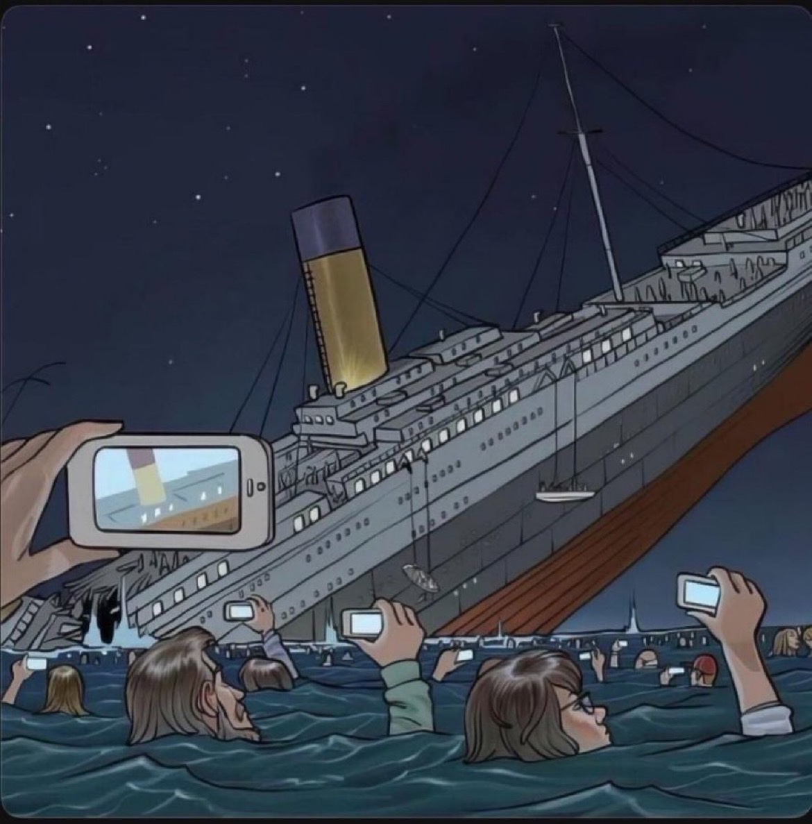 NoContextHumans's tweet photo. If The Titanic Sank Today: https://t.co/CYFMSV5Dmb
