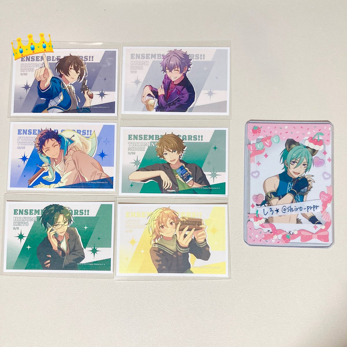 shiro_prpr's tweet photo. 【交換】あんスタ デコステッカー デコステ

求:宗 みか 巽(他ツリー⬇️)

譲:英智 渉 弓弦 桃李 スバル 北斗 奏汰 翠 茨 ひなた ゆうた 晃牙 敬人 紅郎 友也 泉 嵐 凛月 宙

・20歳以上の女性の方のみ
・郵送交換希望
・横⇔横、縦⇔縦
・2点〜

👑は無印同数含めての方のみ。
よろしくお願いします🌸 https://t.co/k08g99Rhs1