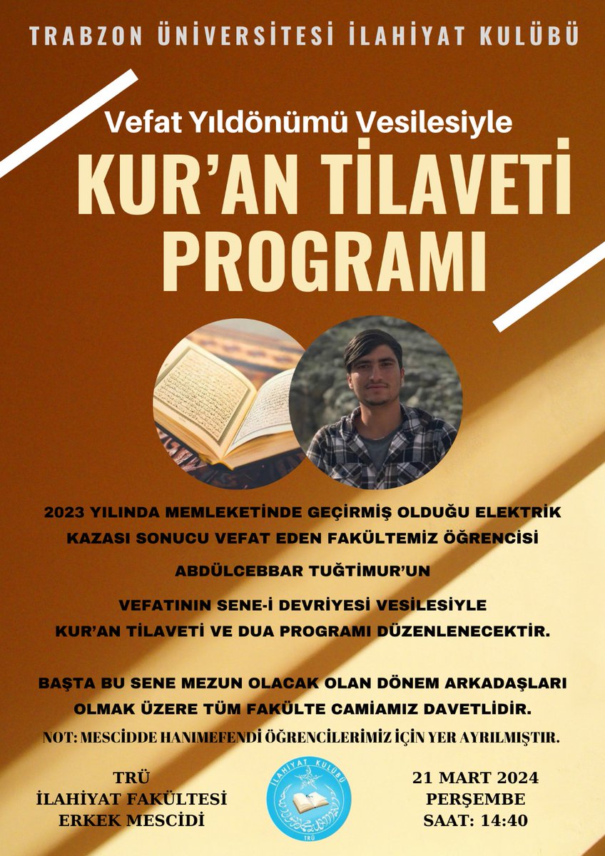 Vefat Yıldönümü Vesilesiyle Kur'an Tilaveti Programı