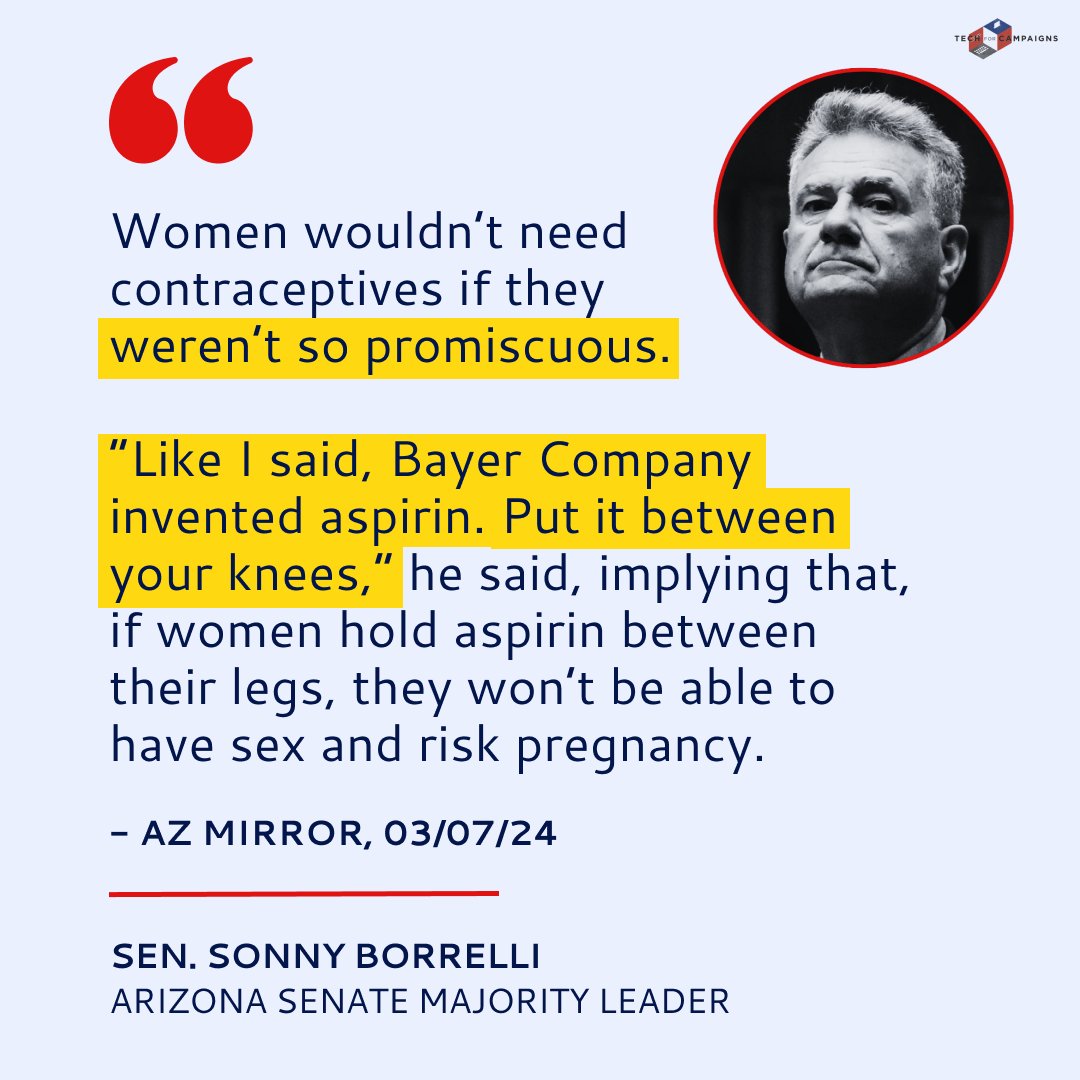 Sen. Borrelli said women wouldn’t need contraceptives if they weren’t so promiscuous, and that women should “close their legs” to prevent pregnancy. Absolutely vile comments from the GOP per usual. Disappointed, but not surprised.