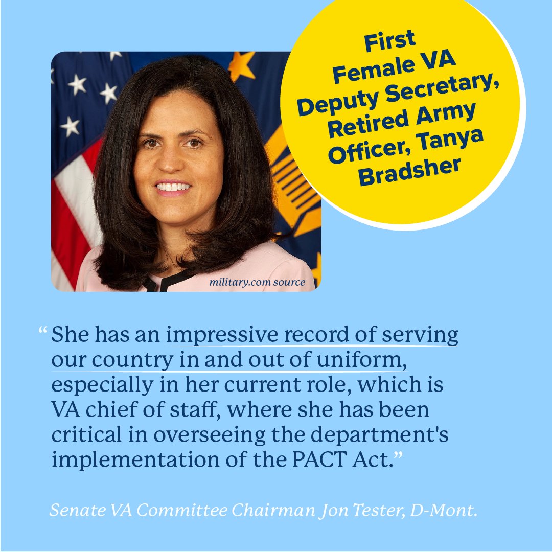 🌟 No ceilings! Congrats to Tanya Bradsher, the first female Deputy Secretary of #VeteransAffairs after 20+ years in the U.S. Army! Sworn in by @POTUS, she's pledged top-notch care for our heroes. History in the making! 🇺🇸 #WomensHistoryMonth Read more: bit.ly/Bradsher