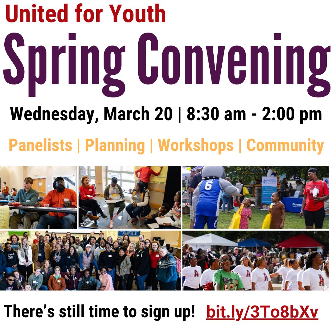 Have you signed up yet for the annual United for Youth Spring Convening? Don't miss this celebratory event dedicated to student voice, education, and community partnerships! 🎉 

Sign up at unitedwayabc.org/united-youth-s… and see you Wed. 3/20 PM at the AB Tech Conference Center!