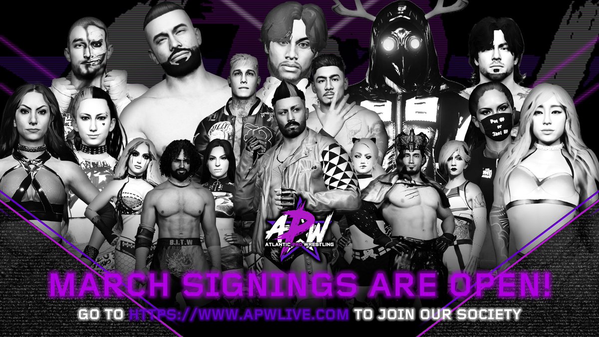 🚨HUGE ANNOUNCEMENT!🚨

We are officially open for signings of the Class of March!

If you would like the opportunity to join our stacked roster, go to our website at apwlive.com and sign up to become #AllAtlantic today!

LIMITED SPOTS!!! JOIN! JOIN! JOIN!