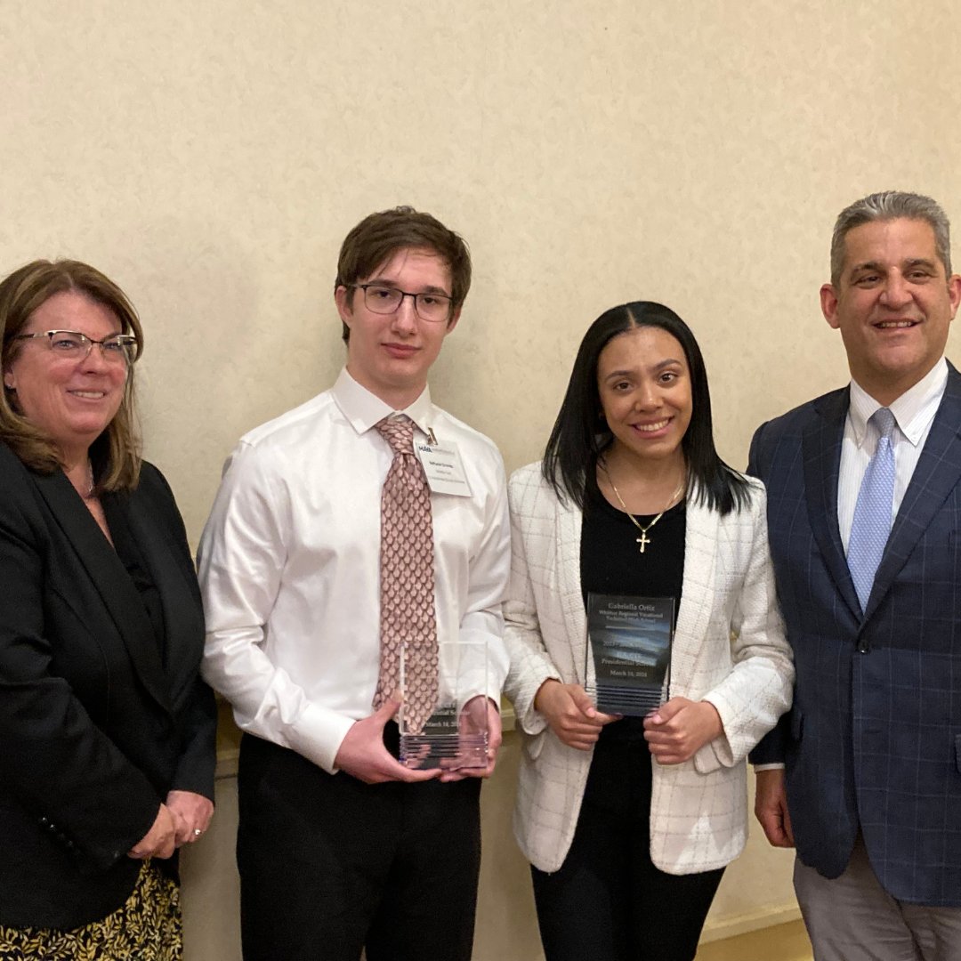WhittierTechHS's tweet photo. Last week seniors Nate Shramko and Gabby Ortiz were recognized as Whittier Tech’s Presidential Scholars at the annual MAVA meeting. #WeAreWhittierTech https://t.co/lxuRJBbRSF