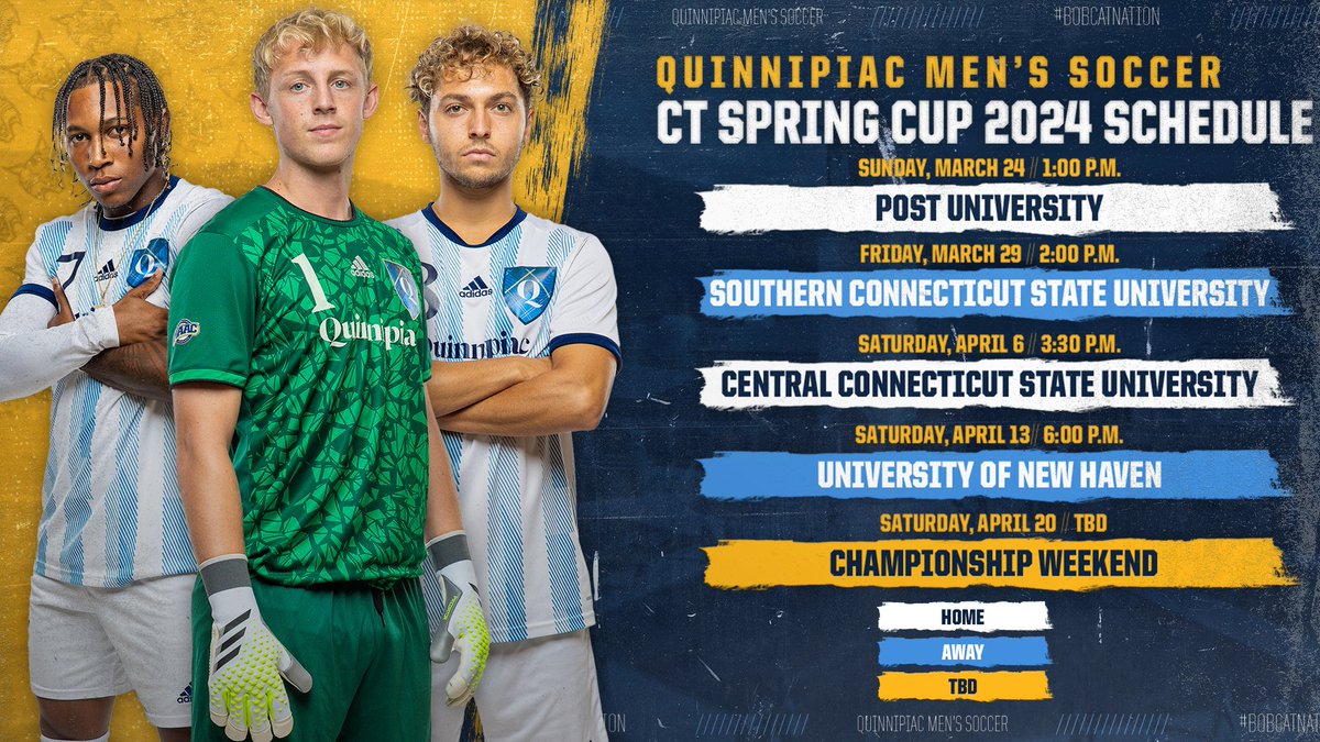 QU_MSOC's tweet photo. Save the dates📆 

Our CT Spring College Cup schedule is out!

#BobcatNation https://t.co/NqAYwR3kjr