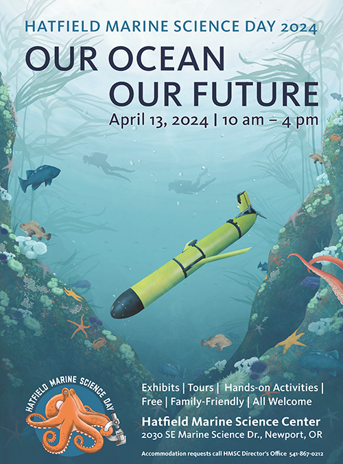 The Marine Science Day poster is out! Many thanks to artist Lily Cronn for the engaging underwater image that captures this year's theme - Our Ocean, Our Future. Learn more about our annual event Sat. April 13 at hmsc.oregonstate.edu/marine-science… #lilycronn #pacificdigitalworks