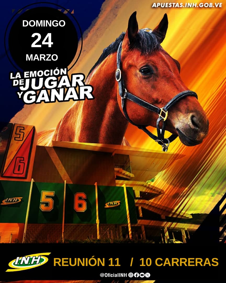 #ProgramaciónINH 📋| Este domingo 24 de marzo tendremos la R11  en el majestuoso Hipódromo  #LaRinconada, con 10 emocionantes carreras🐴. 

¡Sella tu 5y6 nacional🏇🤝! 

Inscritos aquí ➡️  files.fm/u/khzmczzt5y

#Hipismo