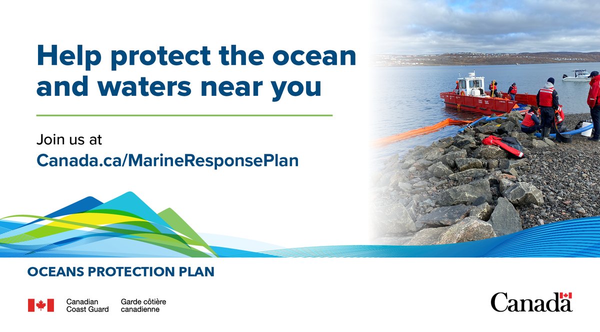 Help protect the ocean and waters near you from marine pollution and hazards.

Calling on coastal communities, Indigenous groups, & local organizations along Canada’s coasts to help co-develop plans to protect our oceans! 

Info: ccg-gcc.gc.ca/integrated-pla…

#OceansProtectionPlan